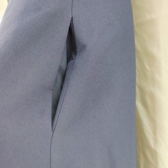 Tahari ASL V-Neck Twist Front Fit & Flare Dress Knee Length Navy Womens Size 6 - Picture 5 of 9